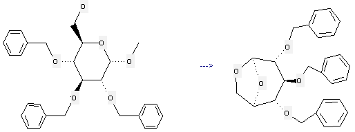 b-D-Glucopyranose,1,6-anhydro-2,3,4-tris-O-(phenylmethyl)- can be prepared by methyl 2,3,4-tri-O-benzyl-a-D-glucopyranoside